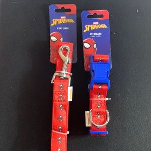 Marvel Spider-Man 4 foot pet leash and matching pet collar.  New with tags